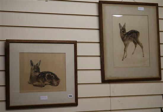 Kurt Meyer-Eberhardt, etching and aquatint (2) studies of deer, signed in pencil
